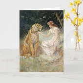 Victoriaans Coquette Lady en Tijger Kaart (Gele Bloem)