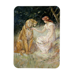 Victoriaans Coquette Lady en Tijger Magneet