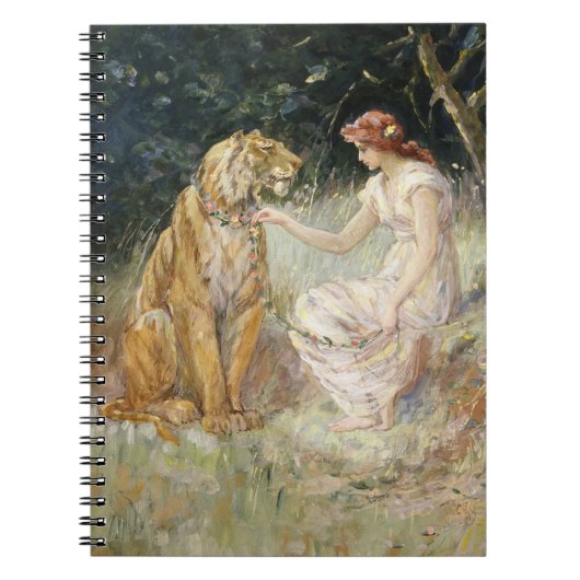  Victoriaans Coquette Lady en Tijger Notitieboek (Voorkant)