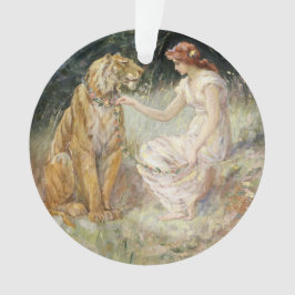  Victoriaans Coquette Lady en Tijger Ornament