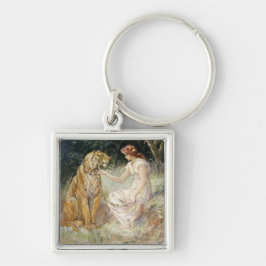  Victoriaans Coquette Lady en Tijger Sleutelhanger