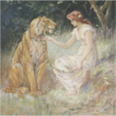 Victoriaans Coquette Lady en Tijger Sticker (Voorkant)