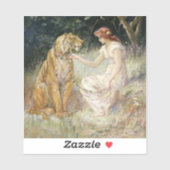 Victoriaans Coquette Lady en Tijger Sticker (Vel)
