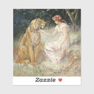 Victoriaans Coquette Lady en Tijger Sticker