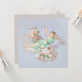 Victoriaans Coquette Pastel Angel Clouds Kaart (Voorkant / Achterkant in situ)