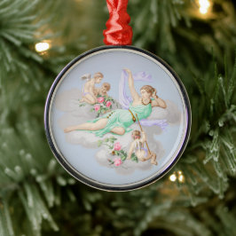 Victoriaans Coquette Pastel Angel Clouds Metalen Ornament