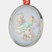 Victoriaans Coquette Pastel Angel Clouds Metalen Ornament (Links)