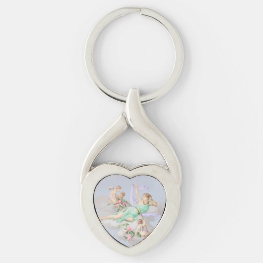 Victoriaans Coquette Pastel Angel Clouds Sleutelhanger (Voorkant)