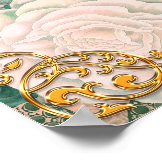  Victoriaans corset en Rozen Roze en Blauw Poster (Hoek)