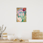 Victoriaans corset en Rozen Roze en Blauw Poster (Keuken)