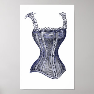 Victoriaans corset of bijtende, superintage afbeel poster
