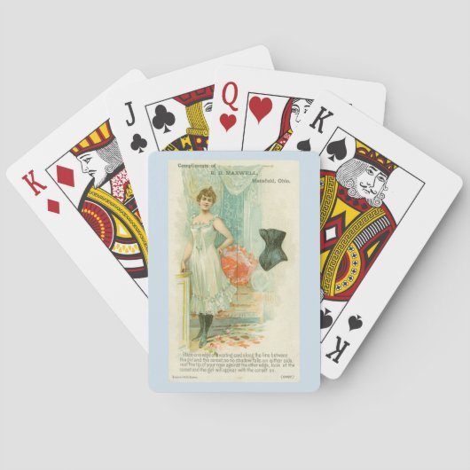 Victoriaans corsetkaart voor speelkaarten (Achterkant)