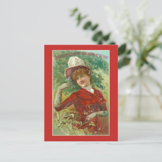 Victoriaans corsetreclame briefkaart (Staand voorkant)