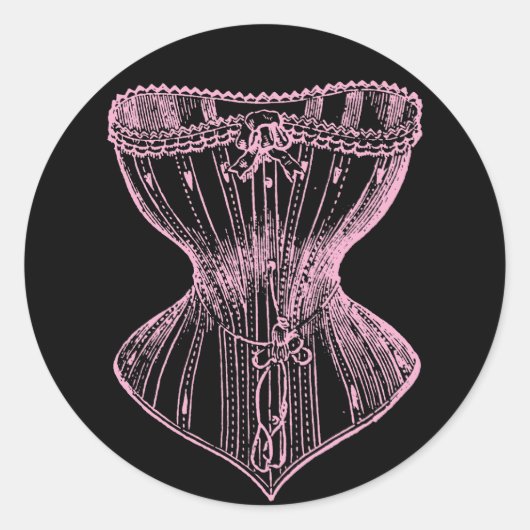  Victoriaans corsetroze Ronde Sticker (Voorkant)