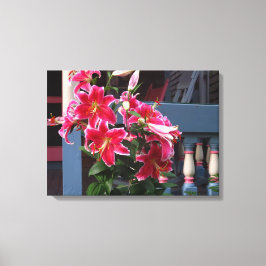 Victoriaans Cottage Pink Lilies - Martha's wijngaa Canvas Afdruk