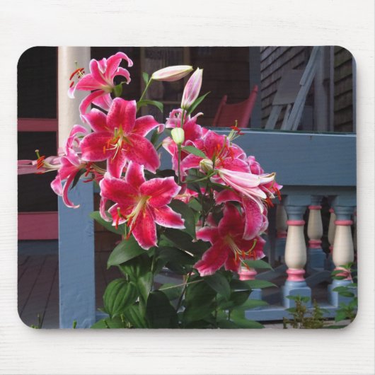 Victoriaans Cottage Pink Lilies - Martha's wijngaa Muismat (Voorkant)
