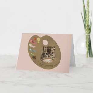 Victoriaans Cottagecore Christmas Cat Artist Kaart