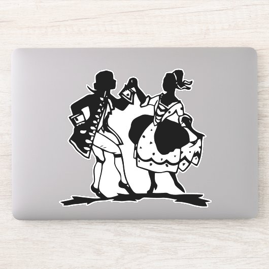 Victoriaans Couple Dansende Silhouette Art Sticker (Computer)