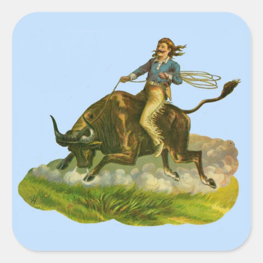 Victoriaans cowboystier vierkante sticker (Voorkant)