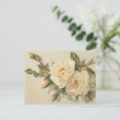 Victoriaans  Creamy White Roses Bouquet Briefkaart (Staand voorkant)