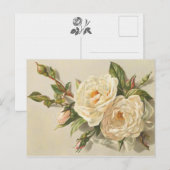 Victoriaans  Creamy White Roses Bouquet Briefkaart (Voorkant / Achterkant)
