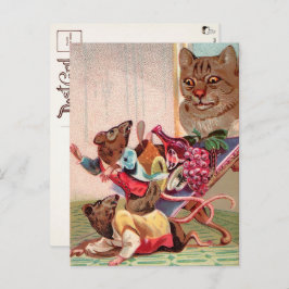 Victoriaans Creepy Cat and Rats Briefkaart