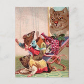 Victoriaans Creepy Cat and Rats Briefkaart (Voorkant)