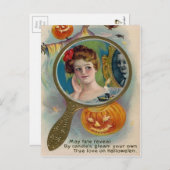 Victoriaans Creepy Halloween Mirror-Briefkaart Briefkaart (Voorkant / Achterkant)