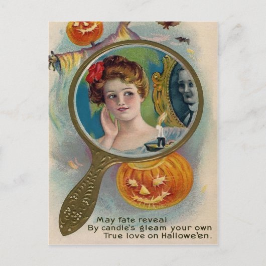 Victoriaans Creepy Halloween Mirror-Briefkaart Briefkaart (Voorkant)