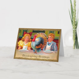  Victoriaans Creepy Kinder Thanksgiving-kaart Feestdagen Kaart
