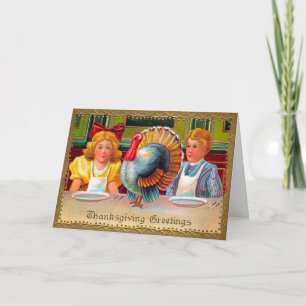  Victoriaans Creepy Kinder Thanksgiving-kaart Feestdagen Kaart