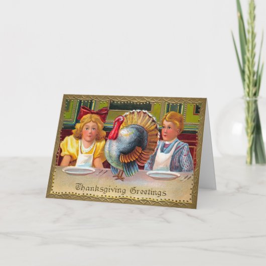  Victoriaans Creepy Kinder Thanksgiving-kaart Feestdagen Kaart (Voorkant)