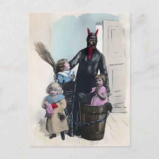  Victoriaans Creepy Krampus Briefkaart (Voorkant)