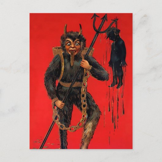 Victoriaans Creepy Krampus Briefkaart (Voorkant)