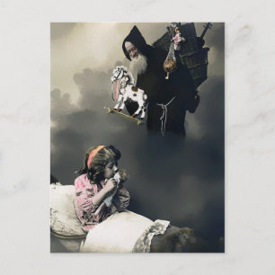 Victoriaans Creepy Santa Christmas Briefkaart
