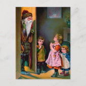 Victoriaans Creepy Santa Visiting Briefkaart (Voorkant)