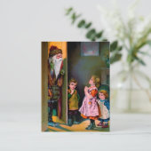 Victoriaans Creepy Santa Visiting Briefkaart (Staand voorkant)