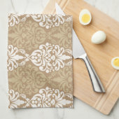 Victoriaans crèmepatroon met gouden Vintage Damasl Theedoek (Quarter Fold)