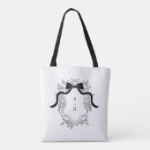 Victoriaans Crest Bow Franse Monogram Huwelijksgun Tote Bag (Achterkant)