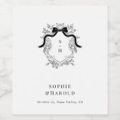 Victoriaans Crest Monogram Wedding Engagement Part Wijn Etiket (Enkel label)