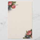  Victoriaans Crimson Pink Roses Briefpapier (Voorkant)
