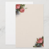 Victoriaans Crimson Pink Roses Briefpapier (Voorkant / Achterkant)