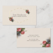 Victoriaans  Crimson Roses Elegant Visitekaartje (Voorkant / Achterkant)