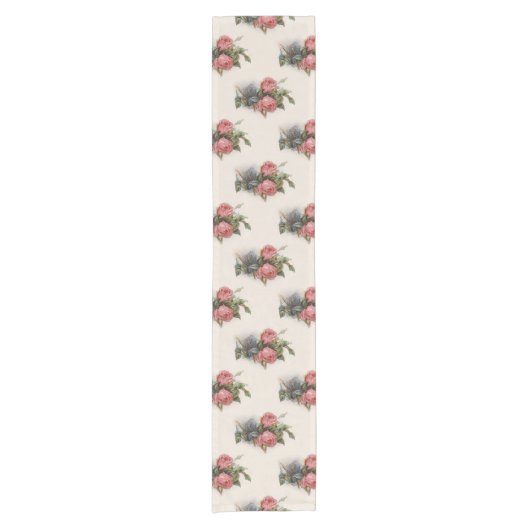  Victoriaans Crimson Roses Table Runner Korte Tafelloper (Voorkant)