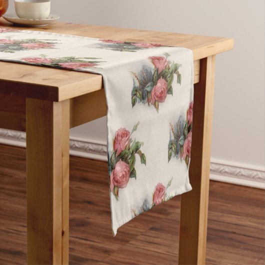  Victoriaans Crimson Roses Table Runner Korte Tafelloper (Voorbeeld)