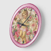 Victoriaans Cupid en Rozen Floral Grote Klok (Hoek)