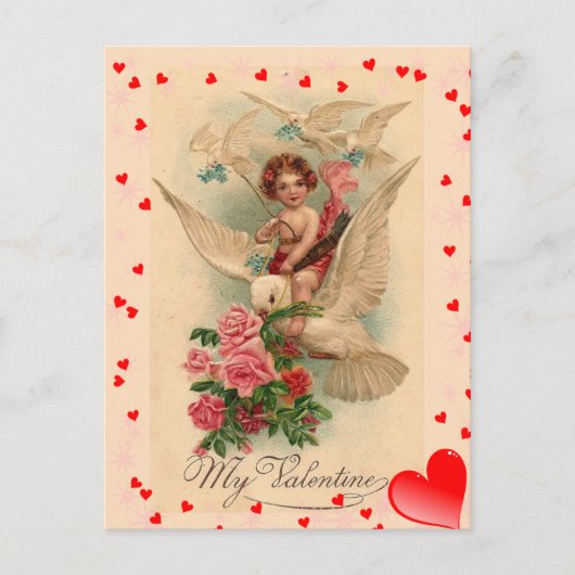  Victoriaans Cupid op de Valentijn van de hond Briefkaart (Voorkant)
