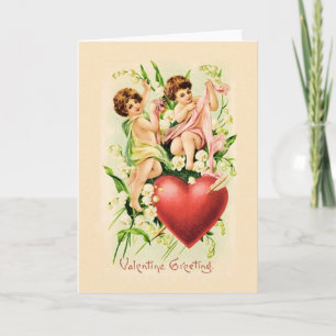 Victoriaans Cupid Pierced Heart Valentijnsdag Kaar Feestdagen Kaart
