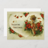 Victoriaans Cupid-Rozen en Briefkaart van de Valen (Voorkant / Achterkant)