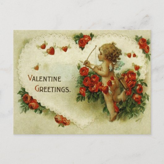 Victoriaans Cupid-Rozen en Briefkaart van de Valen (Voorkant)